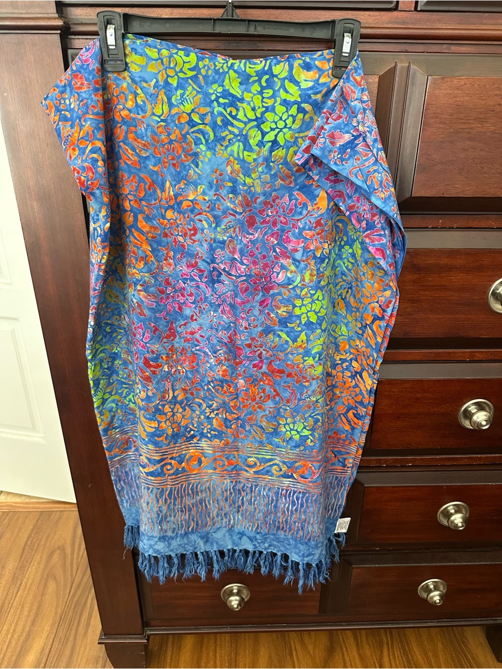 Alegre Blue Multicolor Sarong Wrap Skirt Beach Cover Up 60” x 40”